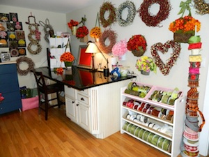 Collette’s workspace from which she creates those beautiful wreaths!