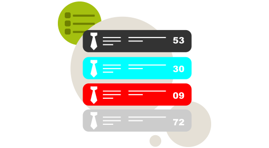 Illustration of a report of products in varying colors and numbers. The product is a tie.