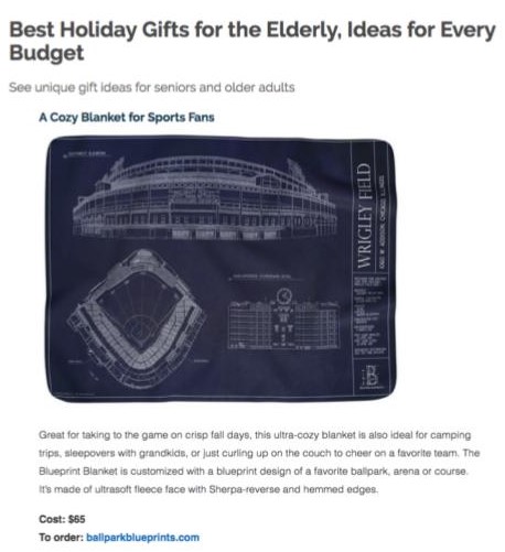 Ballpark Blueprints Gift Guide Placement