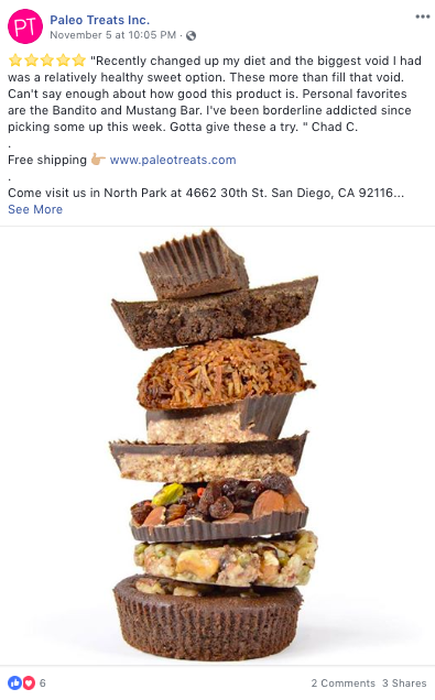 Paleo Treats Product Review On Facebook 