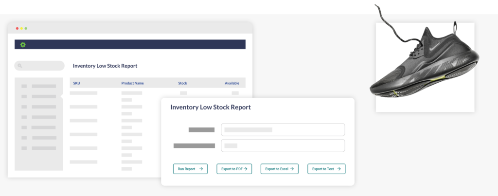 Illustration of ShipStation Application with inventory low stock report