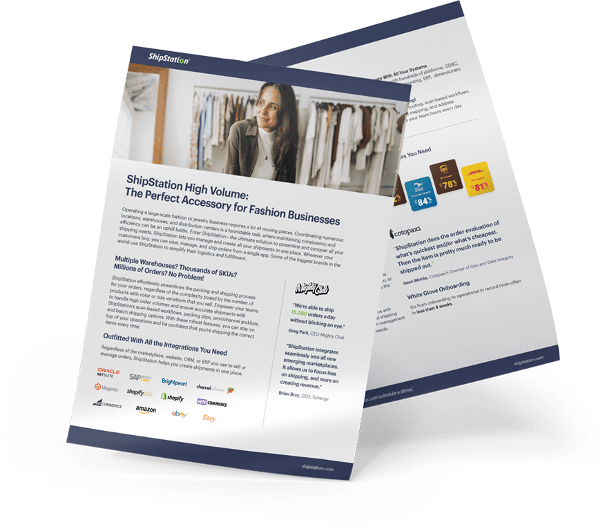 Guide Sheet: ShipStation High Volume for Fashion Businesses