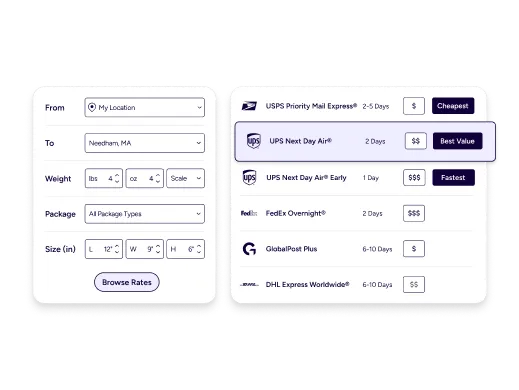 compare ups overnight vs fedex overnight prices without extra logins