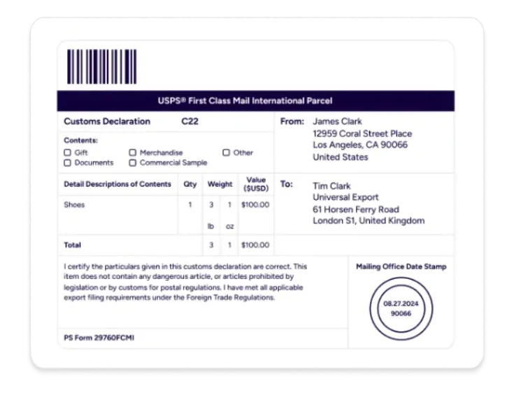 Customs details auto-populating on international orders