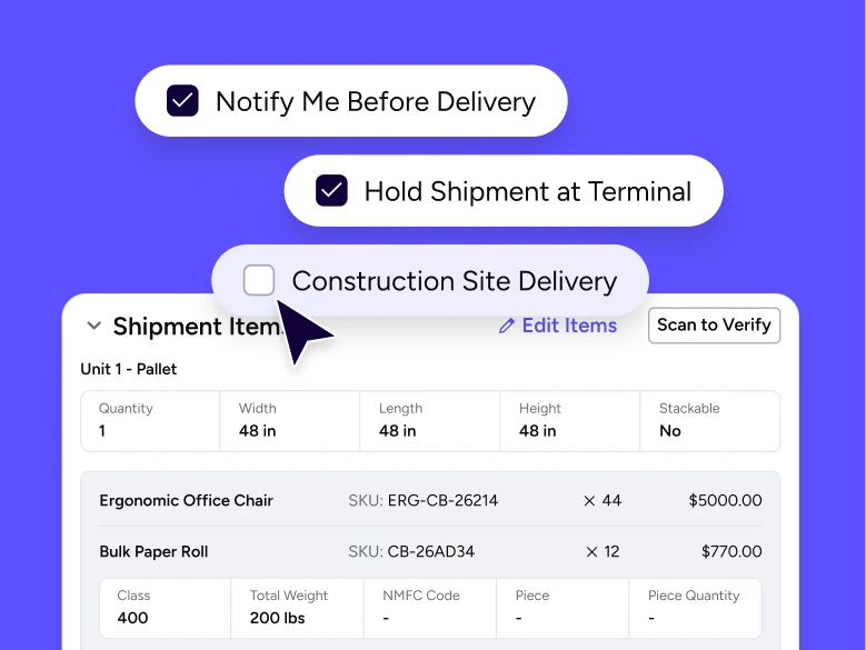 shipment delivery options