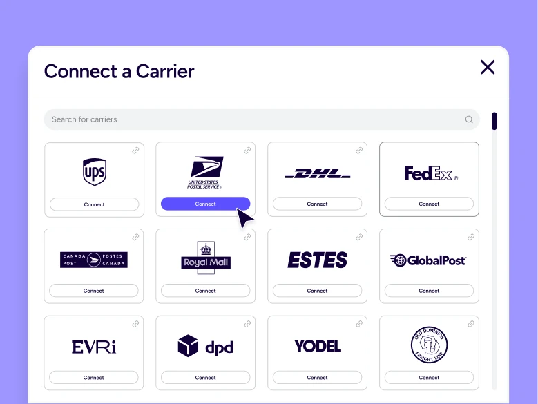 connect a carrier modal